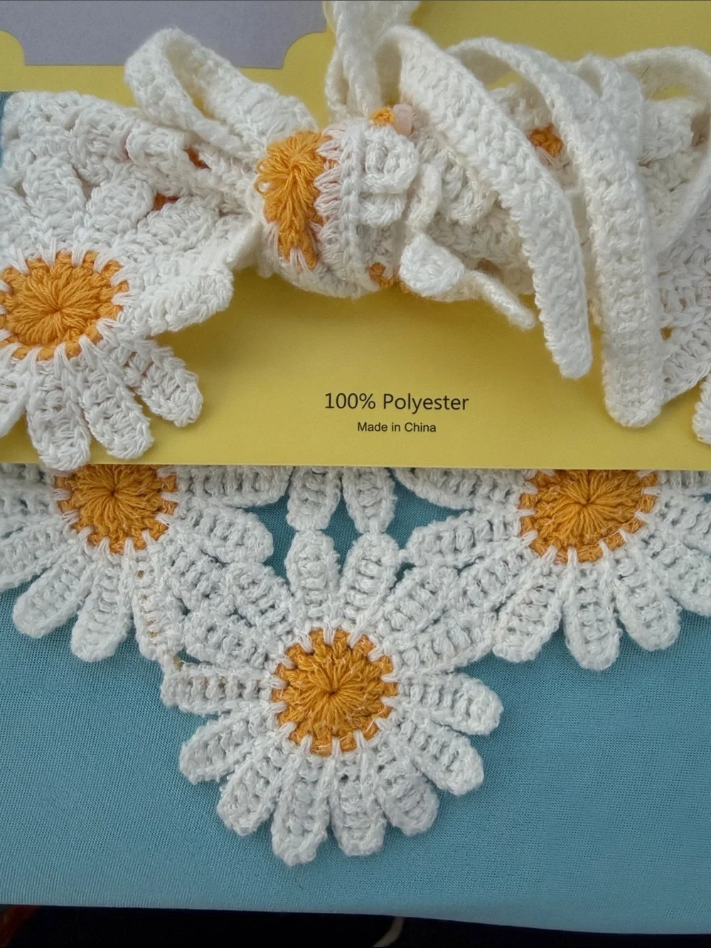 piper·k White and‎ Yellow Crochet Daisy Headband